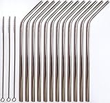 Reusable Straws - Stainless Steel Drinking - Set of 12 + 3 Cleaners - Eco Friendly, SAFE, NON-TOXIC non-plastic