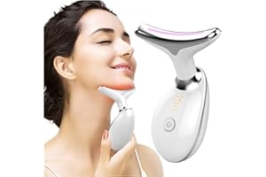 ATLODAS Wavy Chic Beauty Facial Massager, 3 Color LED Face Skin Rejuvenation for Face & Neck Beauty Device, 3 in 1 Face Massager, Microglow Handset for Skin Care, Neck Tightening Device Glossy (White)