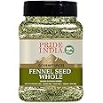 Pride of India – Fennel Seed Whole – Gourmet Spice – Fresh & Aromatic – Mouth Freshener – GMO/Gluten Free – Flavoring for bakes, meat & more – Easy to Use – 8 oz. Medium Dual Sifter Jar