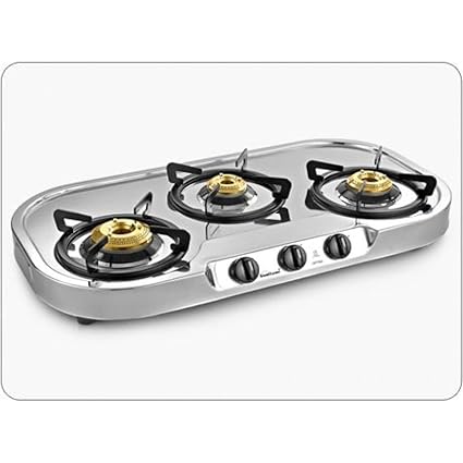 Sunflame Spectra N Stainless Steel 3 Burner Gas Stove ISI Marked