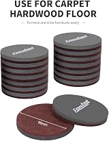 Ezprotekt 3.5 Inch Round Furniture Sliders 16 Pcs Brown 89 mm Felt Pads view 2