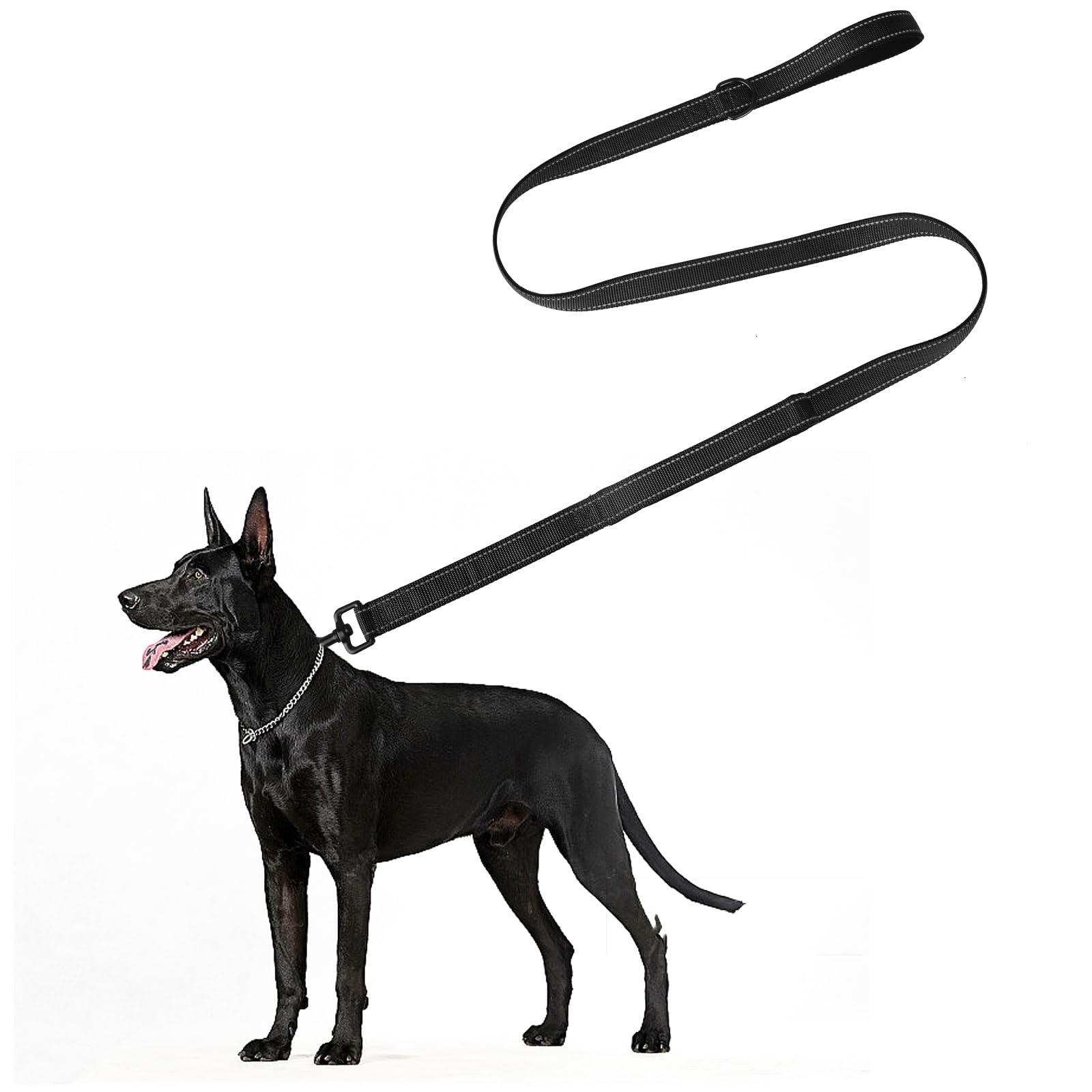 Dog Lead - Heavy Duty Nylon Training Leash for Medium/Large, Reflective Design 1 Inch Wide,Black (1.8m x 2.5cm)