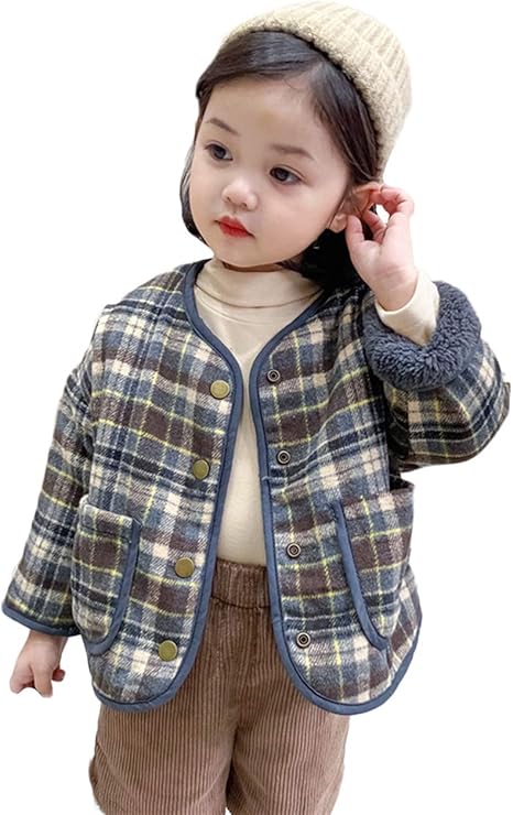 Amazon Co Jp ローローluoluo キッズ アウター 女の子 裏ボア ベビー コート ジャケット チェック柄 かわいい あったか 防寒 女児 ガールズ 子供服 冬服 韓国 80 130 服 ファッション小物
