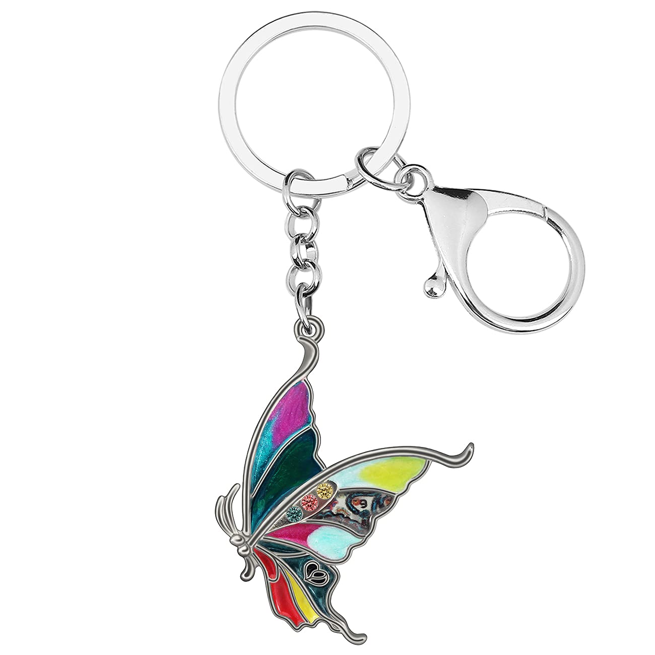 Enamel Alloy Flying Butterfly Keychain Insect Jewelry For Women Girls Bag Wallet Charm Gift (Multi)