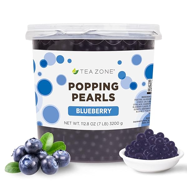 TEA ZONE [7 POUNDS] BLUEBERRY POPPING PEARLS FOR BOBA TEA BEVERAGES, SWEETS, ICE CREAM TOPPING | B2056
