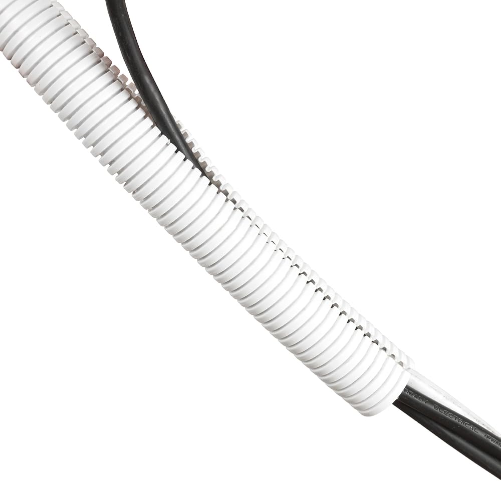 D-Line Cable Tidy Tube 32mm White 1.1m LDPE Electrical Conduit PC TV Wire Hider