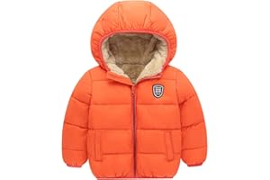 Happy Cherry Boys Girls Winter Thick Jacket Warm Fleece Fur Lining Zipper Hooded Windproof Coat Outwear for 1-7 Years