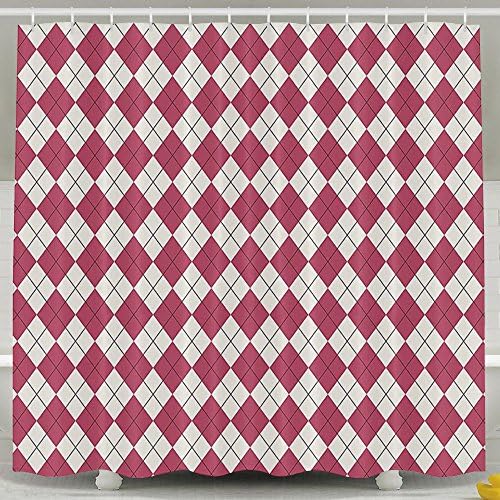 HUANGLING Classic Scottish Design Baklawa Inspired Image With Rectangular Details Shower Curtain 60x72inch