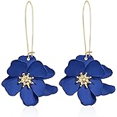 YUNXI Unique Boho Flower Dangle Earrings Exaggerated Layered Floral Petal Drop Dangle Statement Stud Earring for Women Jewelry with Box