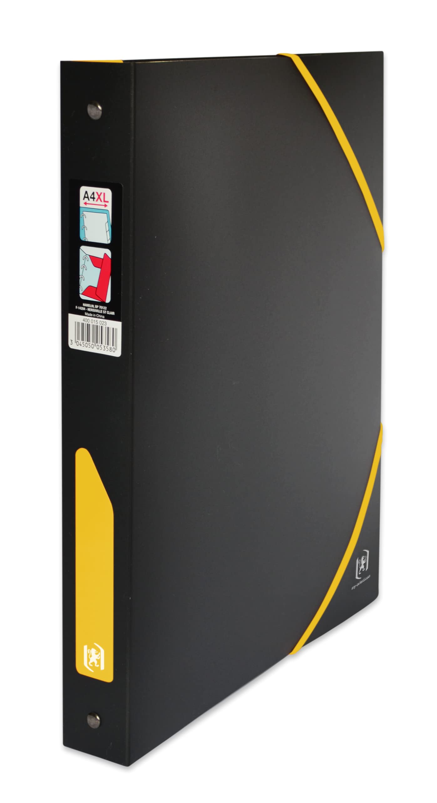 OXFORD Nomade for Students A4XL 40mm Spine 4 Ring Binder Polypropylene Two Tone Black Yellow