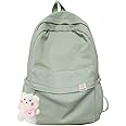 Eagerrich Aesthetic Backpack Cute Backpack School Supplies Laptop Bag for Teens Girls Women Students Solid Color
