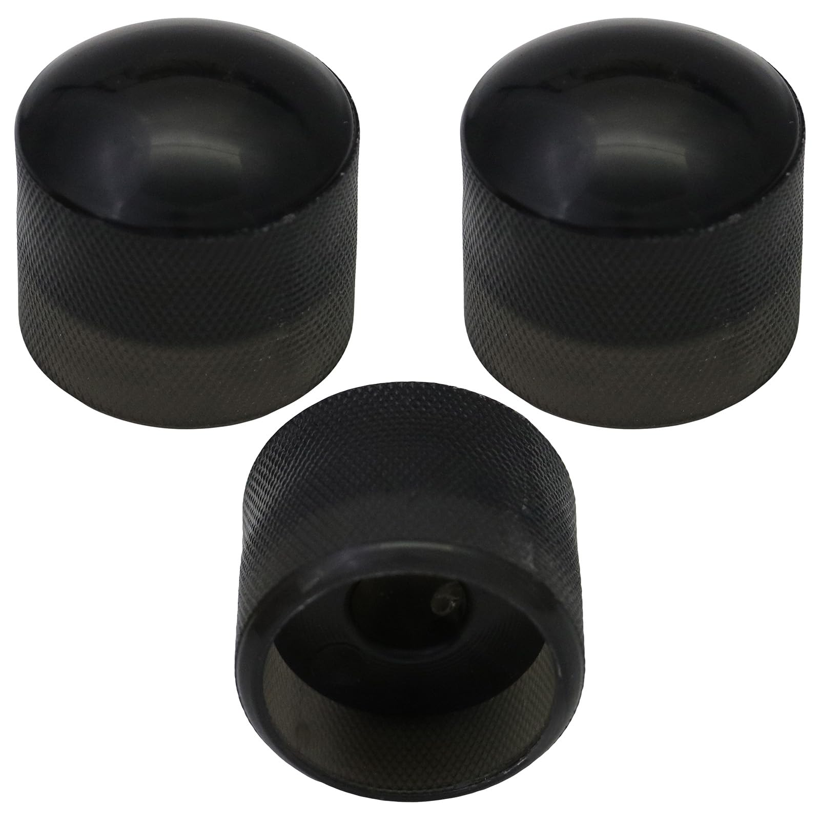 Pack of 3 6mm Round Hole Translucent Colour Domed Top Guitar Tone/Volume Control Knob (Black)