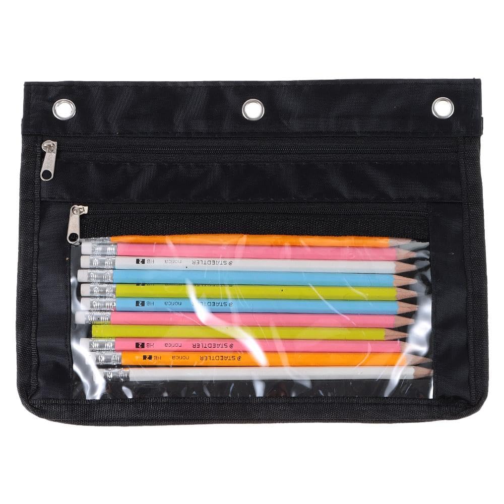 Risedot 3 Ring Binder Expandable Pencil Pouch Large Capacity Pencil Pouch with Zipper for Office Home