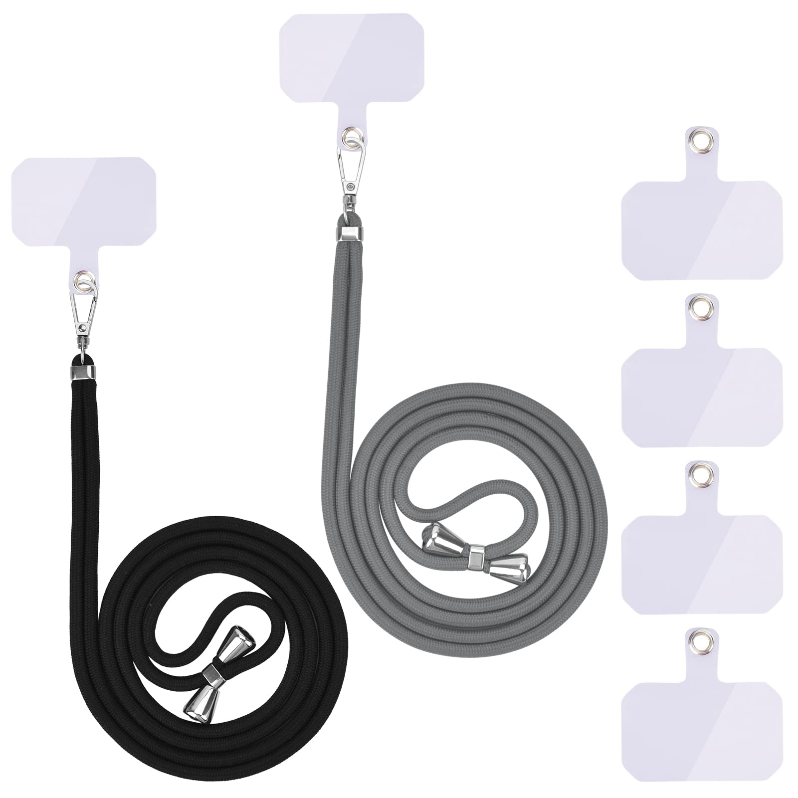 Universal mobile phone chain, mobile phone lanyard, universal mobile phone hanging around the neck with pad, mobile phone lanyard, adjustable and removable. 2 ropes (dark grey, black)