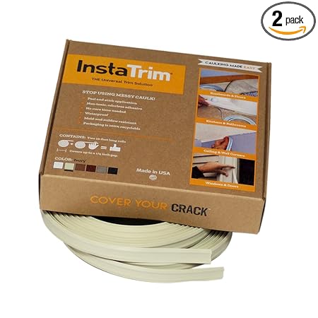 InstaTrim - Universal, Flexible, Adhesive Trim Solution - Cover Gaps Between Walls, Floors, Ceilings, and More (Ivory), Pack of 2 - - Amazon.com