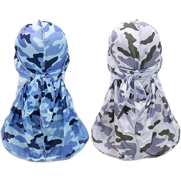 Durag En Satin DaMohony Pour Homme – Motif Camouflage Coloré, Longue Queue, Pour Ondulations, Style Hip-Hop - 10