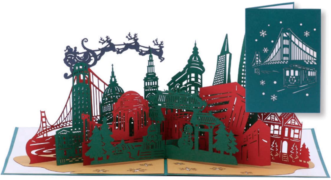 PopLife® Christmas Town Center Pop Up Card - 3D Holiday Greeting, Blank Merry Christmas, Stocking Present for Friends and Family - for Mom, for Grandma, for Dad, for Teacher, for Daughter