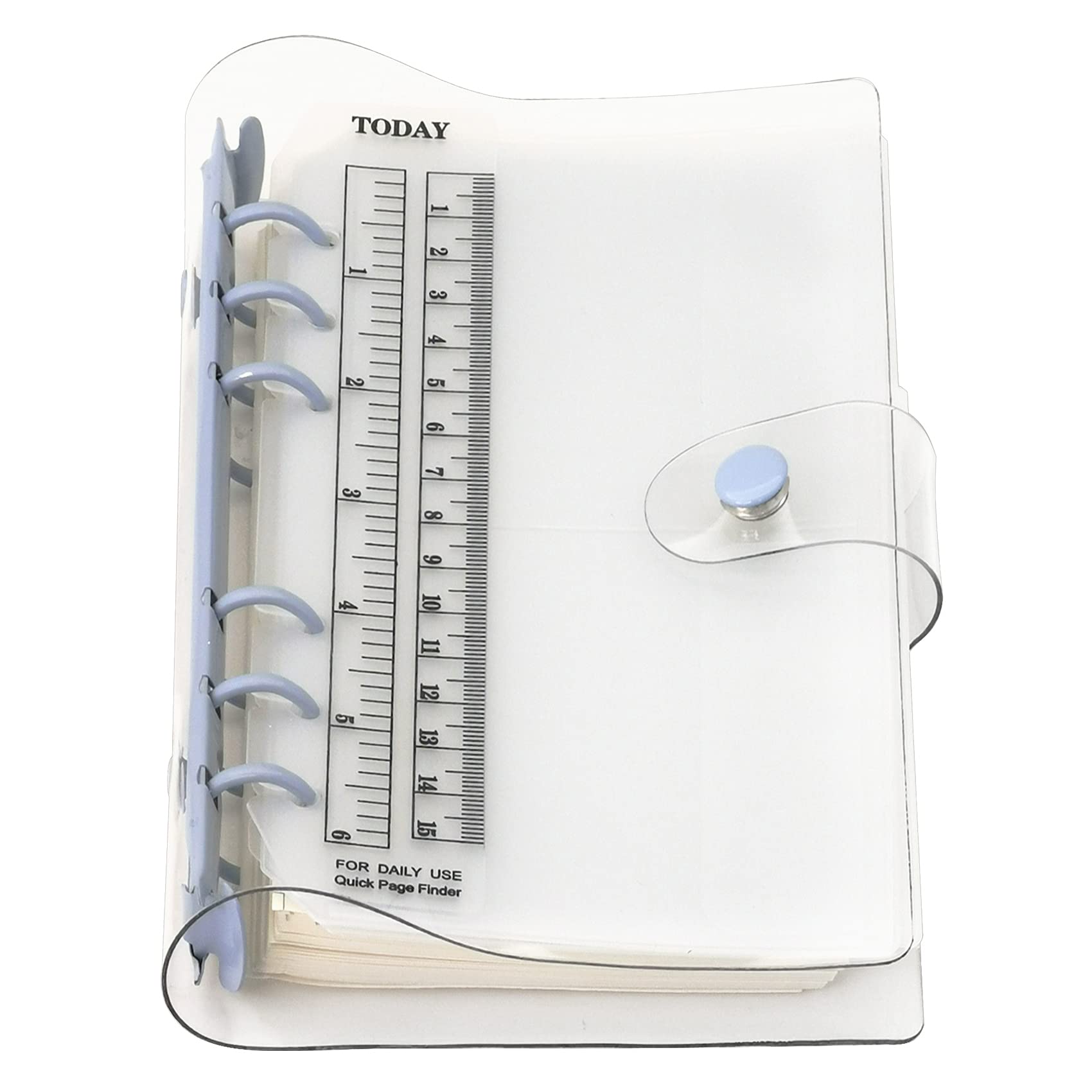 A6 A5 6-Holes Colorful PVC Cover Round Ring View Binder with Snap Button Closure File Folder (Air Blue, A6 Combo)