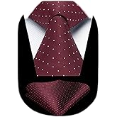 HISDERN Polka Dot Ties for Men Classic Silk Ties and Pocket Square Formal Business Necktie Handkerchief Wedding Party