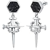 Viking Earrings for Men Women, 925 Sterling Silver, Black Onyx Stud Earrings, Jewelry Gifts for Men Women