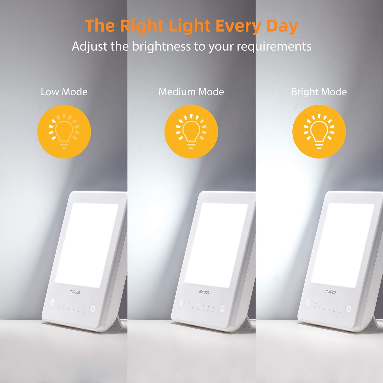 Light Therapy Lamp, Miroco UV Free 10000 Lux Brightness, Timer Function, Touch Control, Standing Bracket, for Home/Office Use: Health & Personal Care
