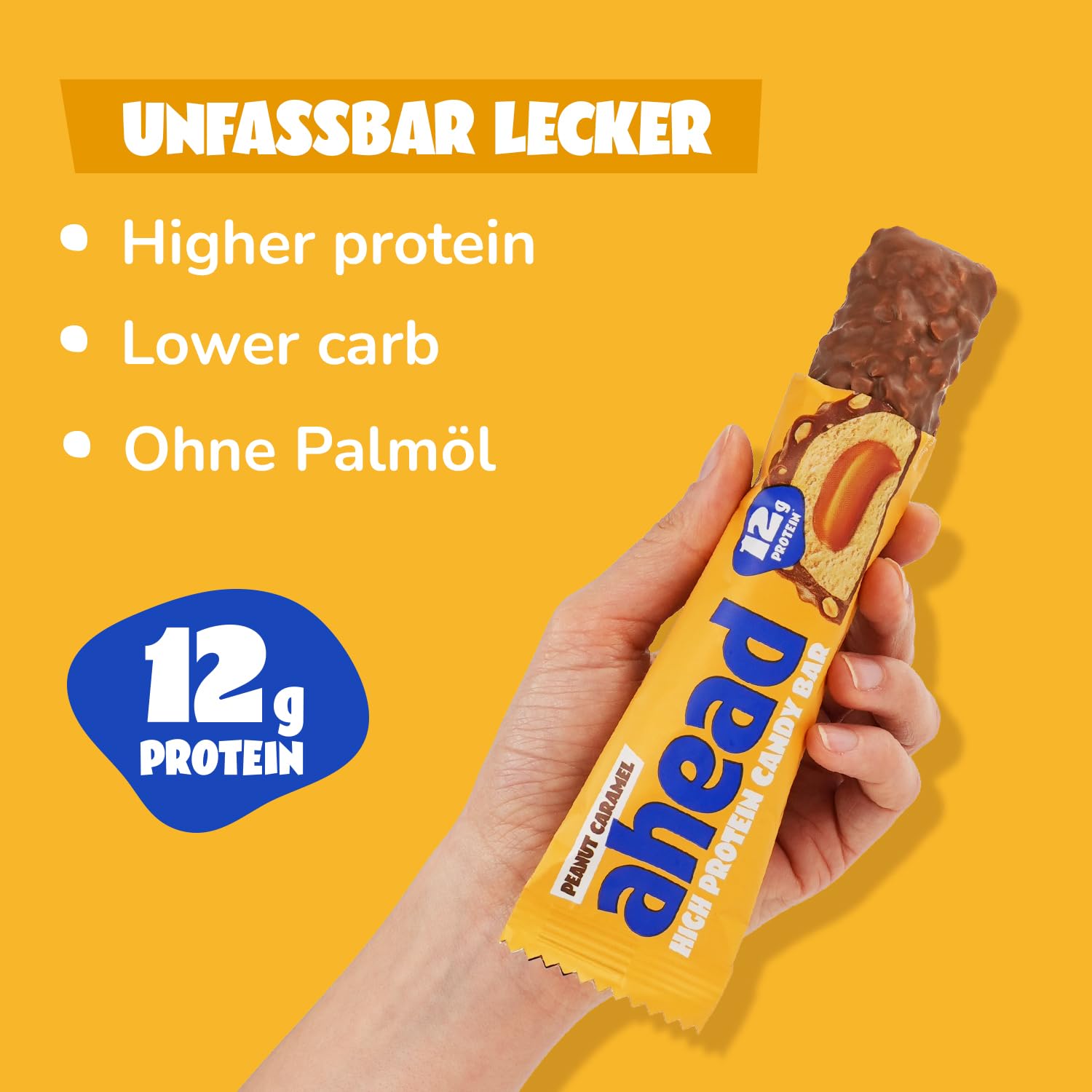 ahead Protein Riegel | Peanut Caramel | 14x 45g Extra softer Protein Riegel mit cremigem Kern | Low Carb Eiweißriegel ohne Zuckerzusatz & ohne Palmöl 6