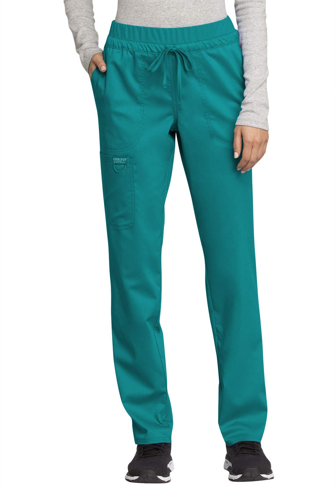 Cherokee Scrub Pants for Women Mid Rise Tapered Leg Drawstring Bottom WW105