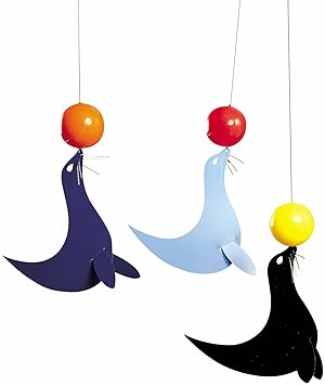 Amazon Com The 3 Happy Sealions Hanging Nursery Mobile Inches Plastic Handmade In Denmark By Flensted Baby