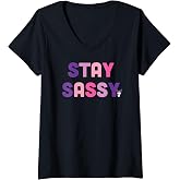Womens Kuromi Stay Sassy V-Neck T-Shirt