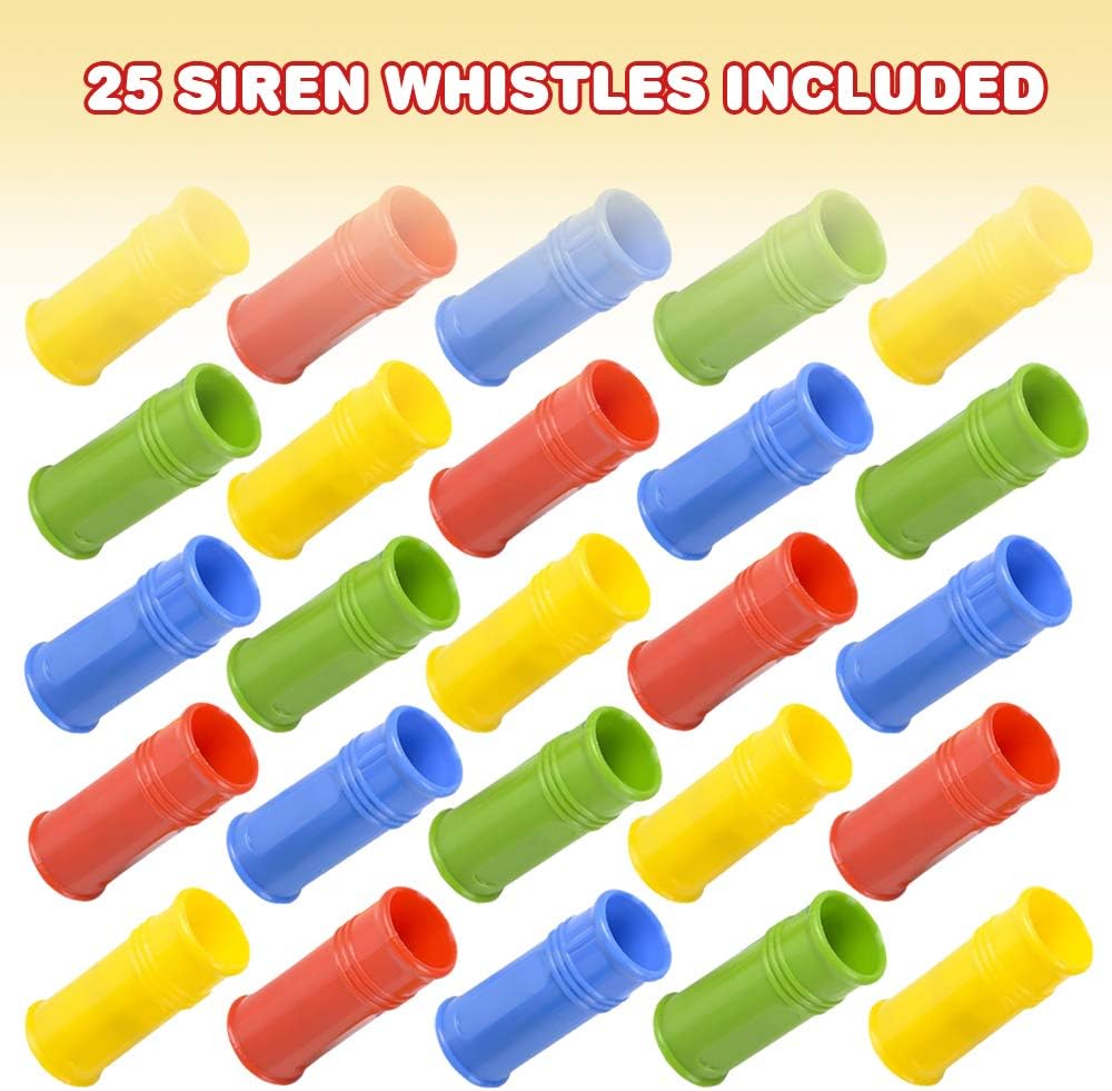 ArtCreativity Siren Whistles for Kids - Pack of 25, Durable Plastic Siren Noise Maker Party Whistles, Bright Assorted Colors, Birthday Party Favors, Goodie Bag Fillers, Treasure Box Prizes: Toys & Games