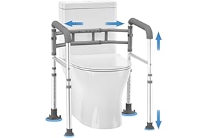 Delog Toilet Safety Rails 350 lb FSA/HSA Eligible Height-Adjustable Toilet Frame Width-Adjustable Toilet Handles Foldable Toilet Rail Provides Support for Seniors