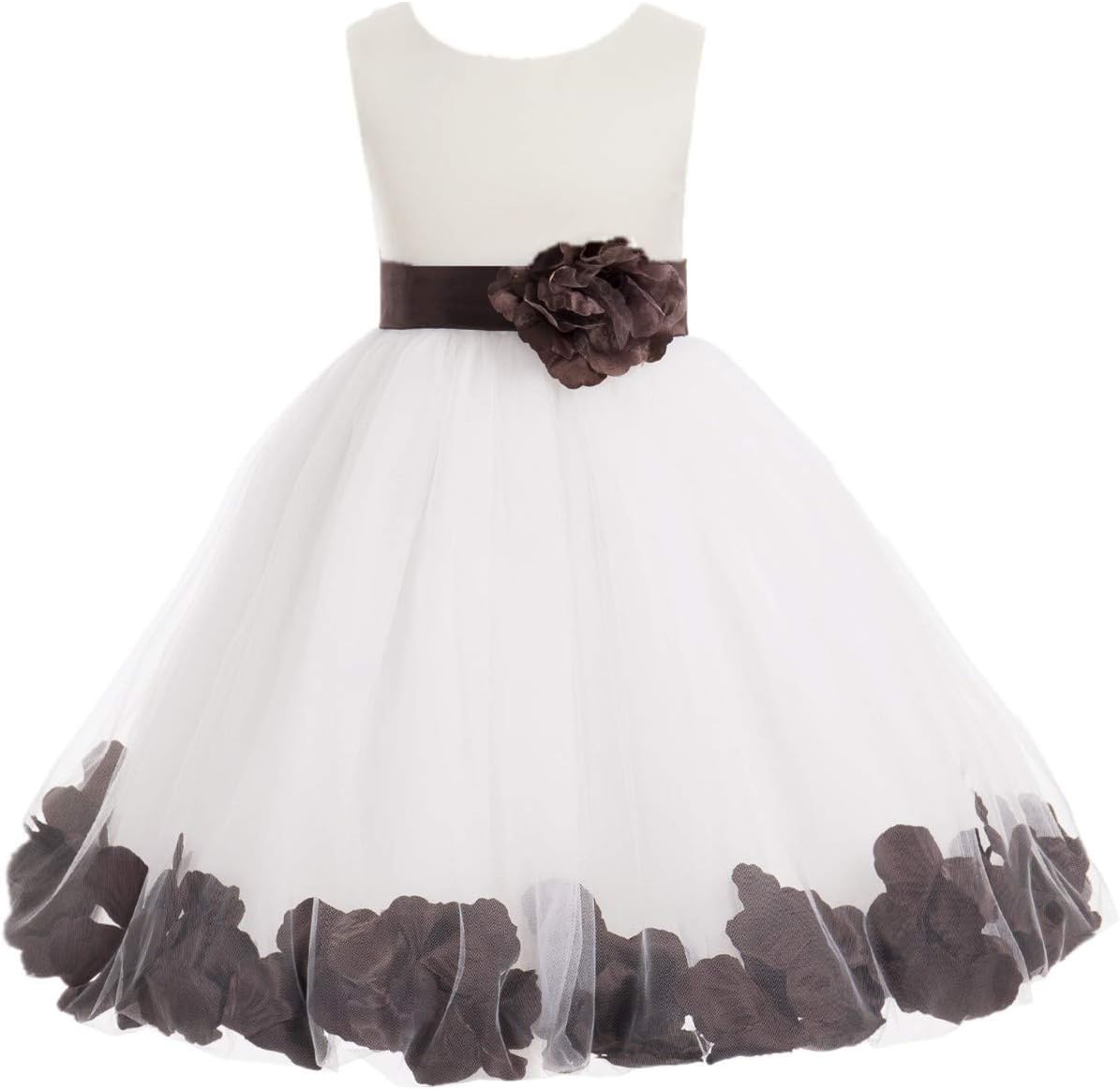 Wedding Pageant Flower Petals Girl Ivory Dress with Bow Tie Sash 302a