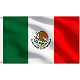 WANSHUNDE Mexican Flag 3x5 Outdoor - Mexico Flag Outdoor,Mexico MX National Flags Vivid Color Fade Proof with 2 Brass Grommets for Outside Indoor Banner