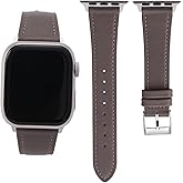 Thin Soft Goatskin Women Leather Bands Compatible With Apple Watch Band 49mm 46mm 45mm 44mm 42mm 41mm 40mm 38mm, Premium Lightweight Slim Leather Straps for iWatch Ultra SE 11 10 9 8 7 6 5 4 3 2 1