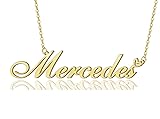 Mercedes Heart Name Necklace 18k Gold Plated