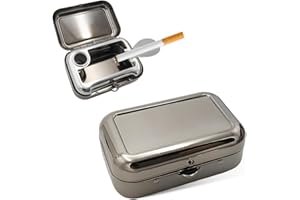 Yourkar Portable Ashtrays, Stainless Steel Carry-on Mini Ashtray with Windproof Lid, Portable Waterproof Creative Pocket Ashtray for Outdoor Cars, Universal Car Accessories (Black)