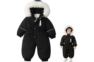 Xifamniy Toddler Snowsuit 2T 3T 4T Baby Boys Girls Warm Hooded Snow Suits Romper Jumpsuit Skisuit Winter Clothes Coat Outwear