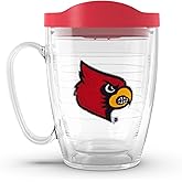 Tervis Louisville Cardinals - Primary Logo Made in USA Double Walled Insulated Tumbler Travel Cup Keeps Drinks Cold & Hot, 16oz Mug with Handle, Classic