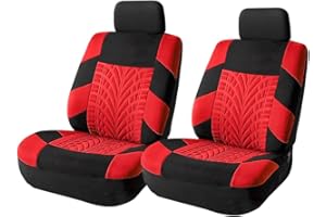 BLILO 2PCS Car Seat Covers for Front Seats, Breathable Waterproof Polyester Split Automotive Cushion Cover, Vehicle Seat Protectors Driver Interior Accessories Universal for Most Cars, SUV (Red/Front)