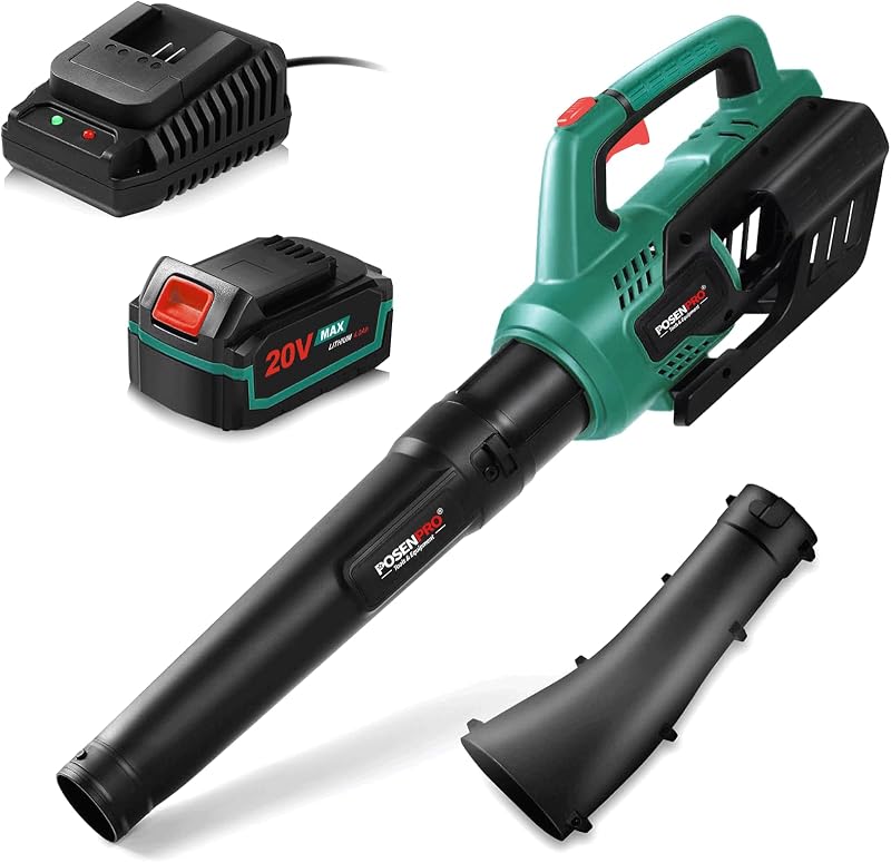 POSENPRO Cordless Leaf Blower 20V 4.0Ah Battery 2 Speed Turbo 580 CFM