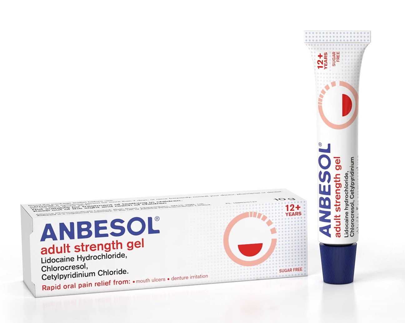 Anbesol Adult Strength Gel for Rapid Pain Relief from Mouth Ulcers and Denture Irritation, Contains Lidocaine 2 Percent, Suitable for Ages 12+, Sugar Free, 10G
