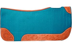 Equitack Horse Saddle PAD Western Contoured Wool Felt Moisture Wicking Saddle Pad Sky Blue (Felt Wool, 32 inch X 32 inch)