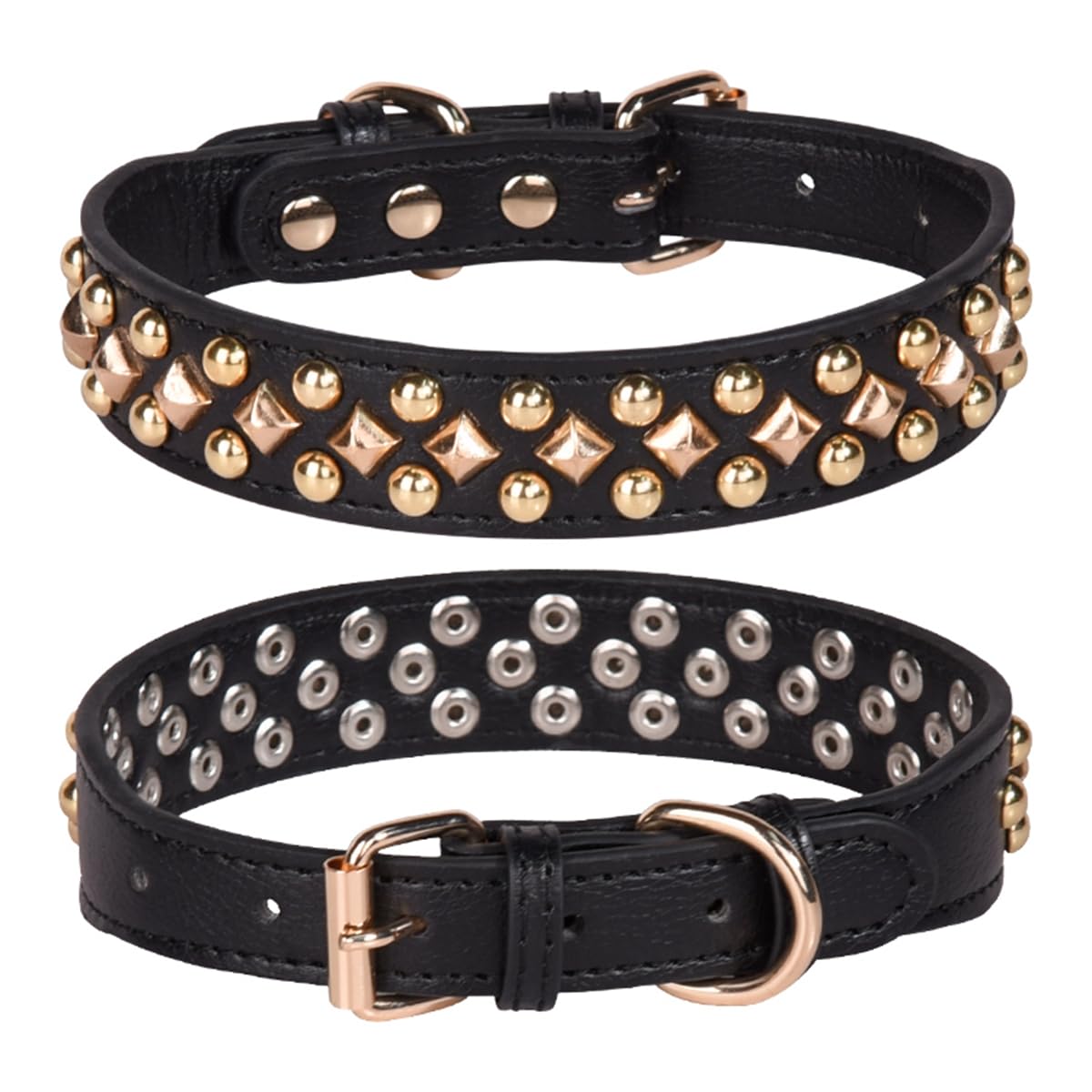 haoyueer Spiked Dog Collar Soft Pu Leather Mushrooms Rivet Spike Studded Dog Collar Adjustable Puppy Collars (XS, Black)