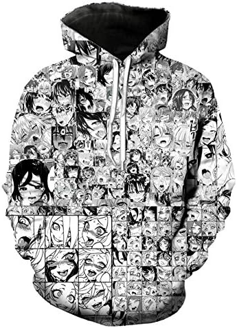 Brand Clothing Anime Ahegao Funny 3D Print Men Women Hoodies Casual Street Wear Hip Hop Pockets Sweatshirt