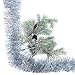 Alonsoo 25ft Christmas Tinsel Garland, Christmas Tree Ornaments Home Party Classic Shiny Sparkly Ceiling Hanging Decorations,3.6 inch Wide Filaments Silver