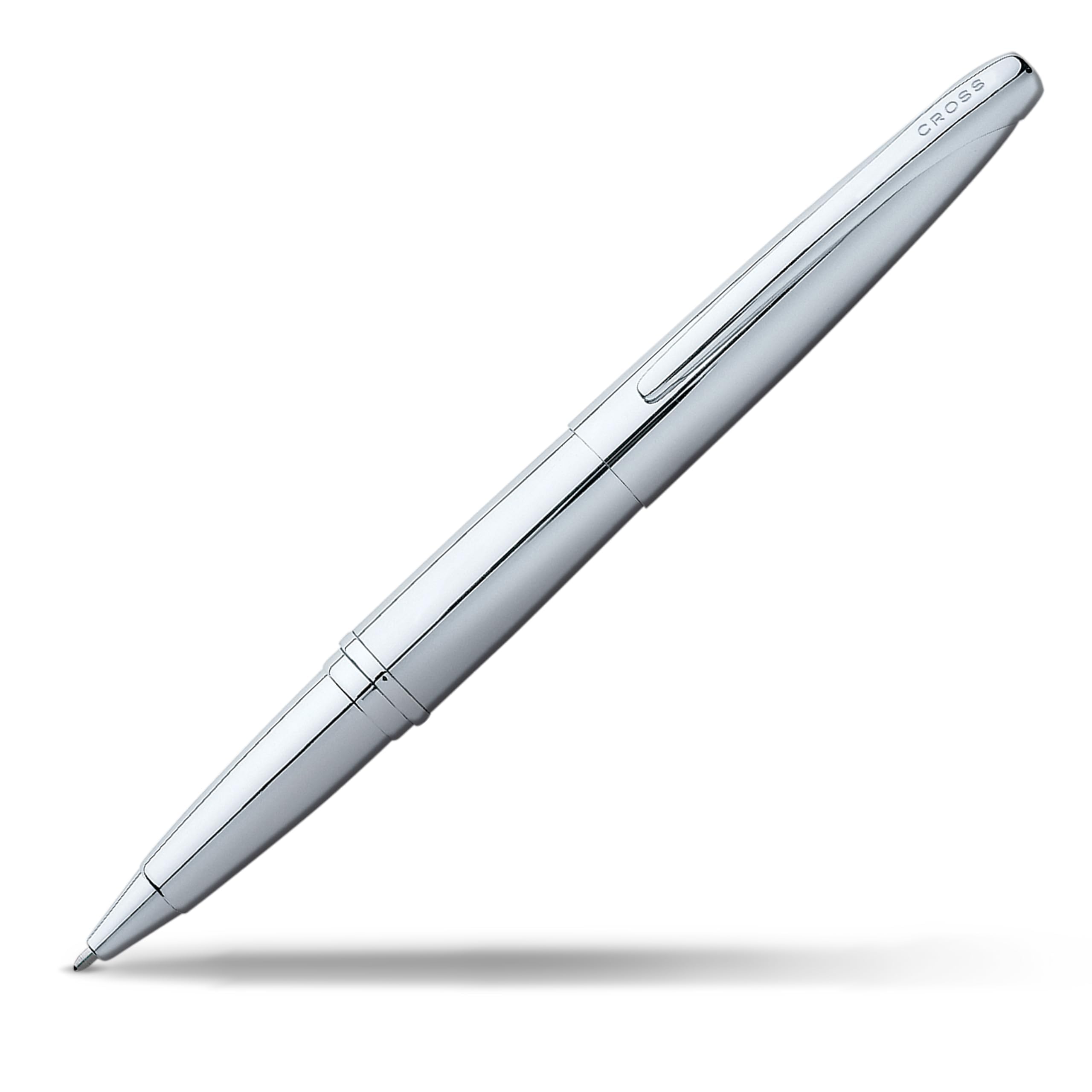 CROSS ATX Pure 885-2 Refillable Metal Chrome Rollerball Pen with Chrome-Plated Appointments, Medium Point, includes Premium Gift Box and Black Rollerball Cartridge, 1 Pack, Silver