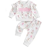 KKCVMOMOQ Toddler Baby Girl Fall Winter Clothes Silly Goose Long Sleeve Sweatshirt Tops Pants 2Pcs Set Farm Goose Outfit (Silly Goose-White, 2-3T)