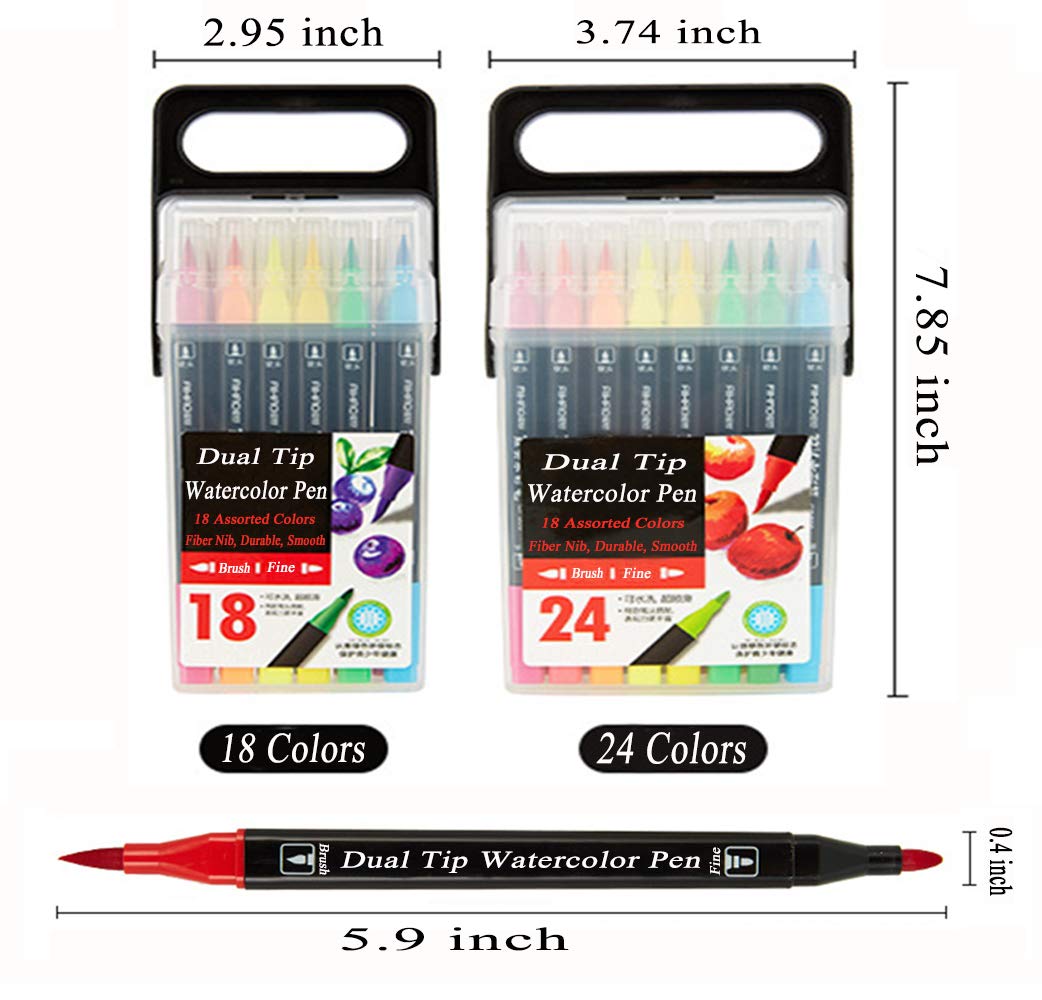 Dual Tip Markers for Kids, Washable Markers Set, Art Marker with Stand Portable Box, Gift For Kids (24 Colours)