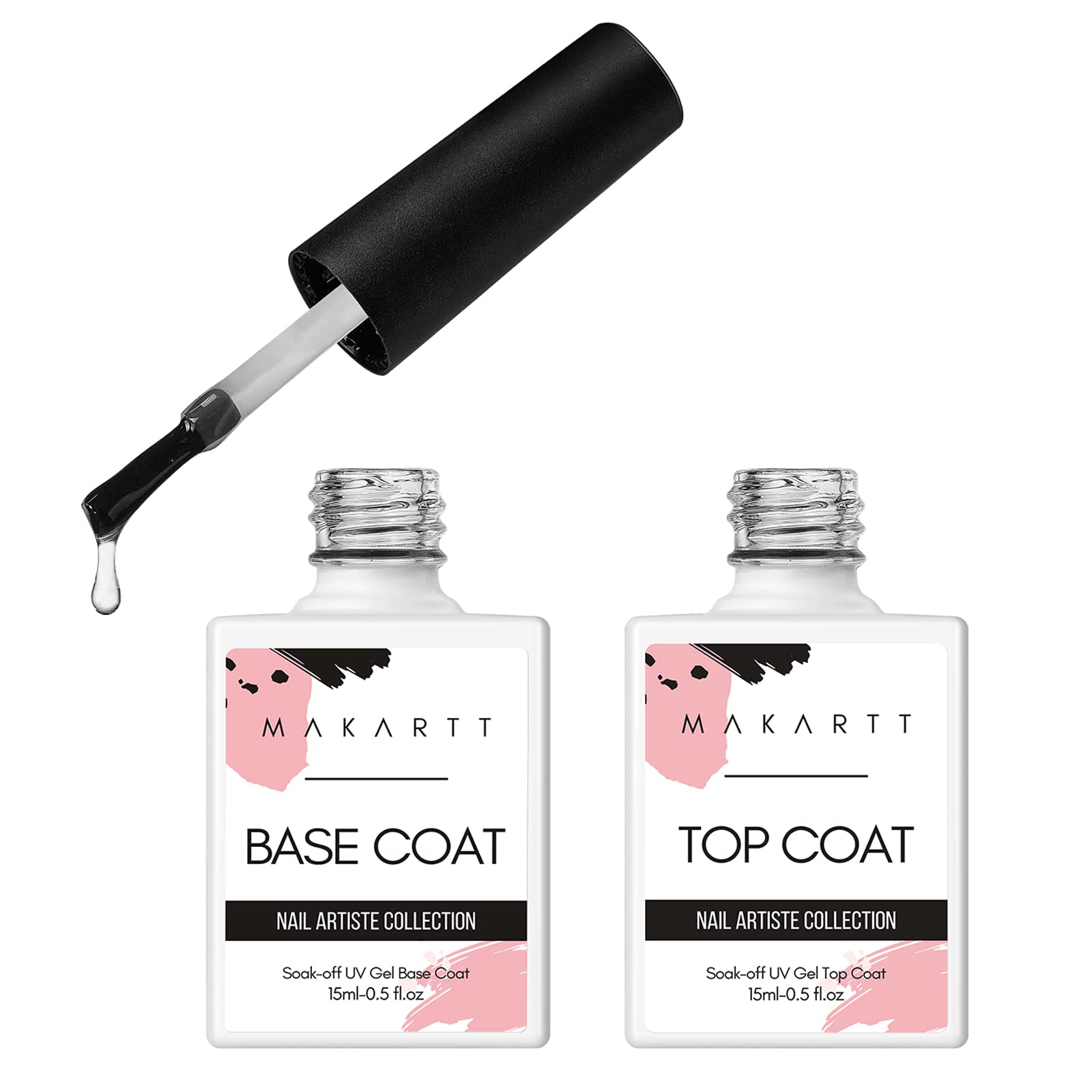 Makartt Base and Top Coat Gel, No Wipe Gel Top Coat
