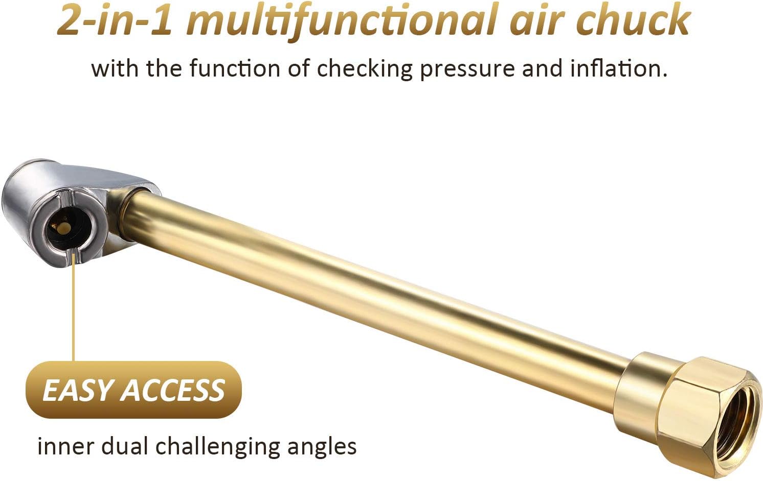 Mudder 2 Pieces Portable Air Chuck Set Including S699 1/4 Inch Closed Ball Air Chuck and S690 1/4 Inch Fnpt Dual Head Air Chuck: Automotive